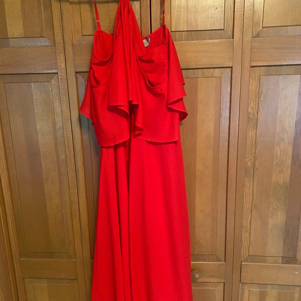 Midi halter off the shoulder dress